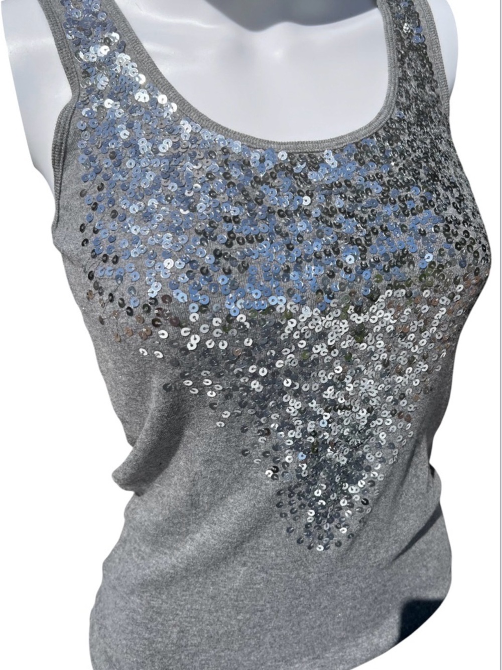 Apt. 9 Gray Tank with Silver Sequins. Size M.